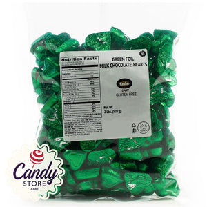Green Foil Chocolate Hearts - 2lb Bulk CandyStore.com