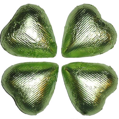 Green Foil Hearts - 10lb Bulk CandyStore.com
