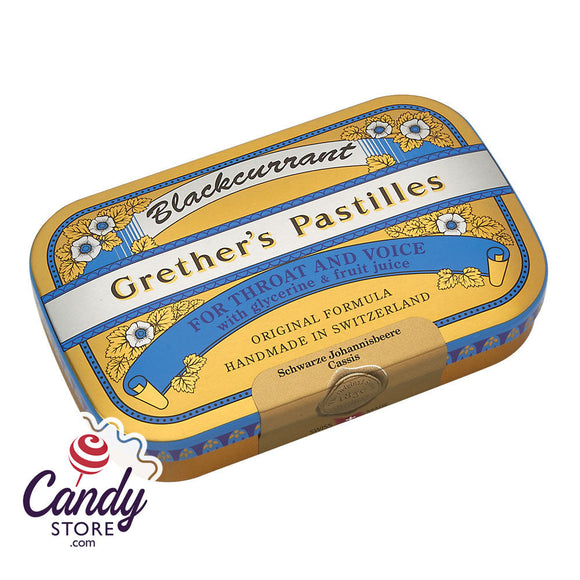 Grether's Regular Black Currant Pastilles 2.1oz Tin - 12ct CandyStore.com