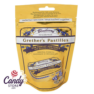 Grether's Sugar Free Blueberry Pastilles 3.4oz Peg Bags - 12ct CandyStore.com