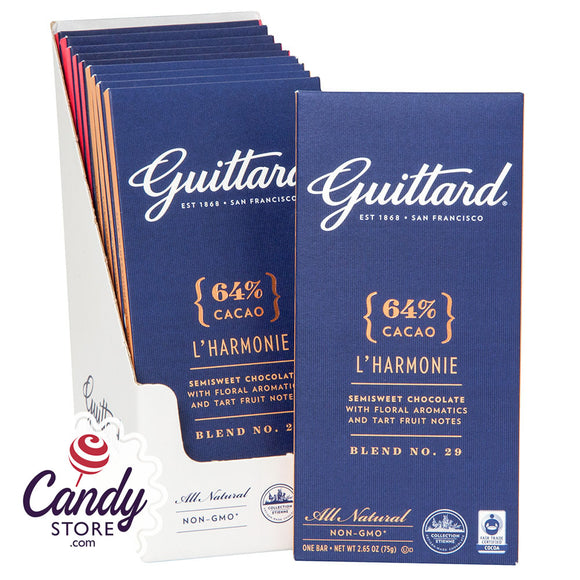 Guittard Semi Sweet Chocolate L'Harmonie 2.65oz Bar - 12ct CandyStore.com