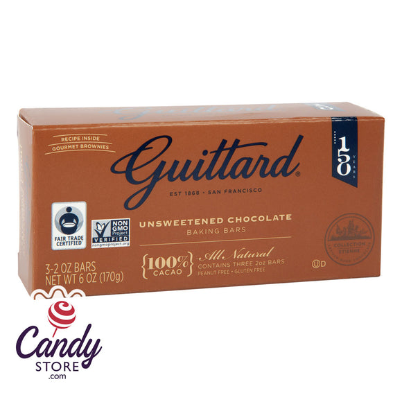 Guittard Unsweetened Baking Bar 6oz Box - 12ct CandyStore.com