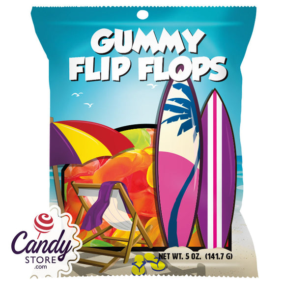 Gummy Flip Flops Amusemints 5oz Peg Bags - 12ct CandyStore.com