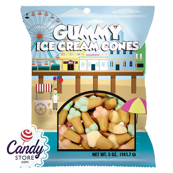 Gummy Ice Cream Cones Amusemints 5oz Peg Bags - 12ct CandyStore.com