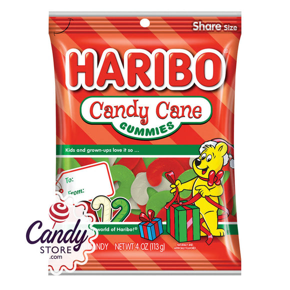 Haribo Candy Cane Gummies 4oz Peg Bags - 12ct CandyStore.com