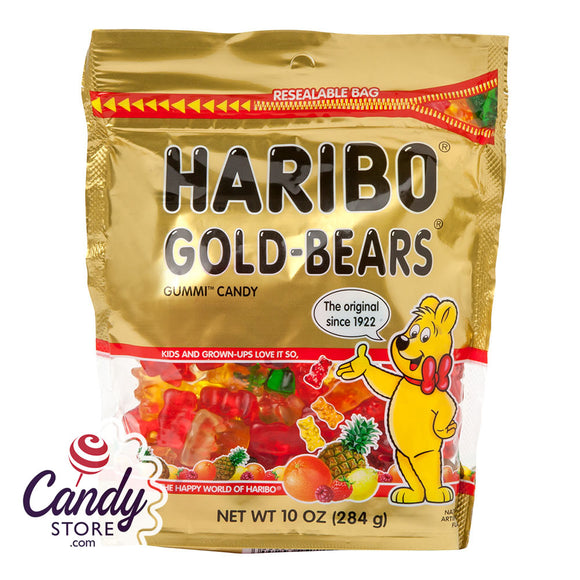 Haribo Gold Bears Gummi Candy 10oz Stand Up Bag - 8ct CandyStore.com