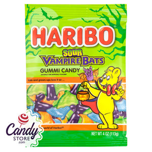 Haribo Sour Vampire Bats Gummi Candy 4oz Peg Bags - 12ct CandyStore.com