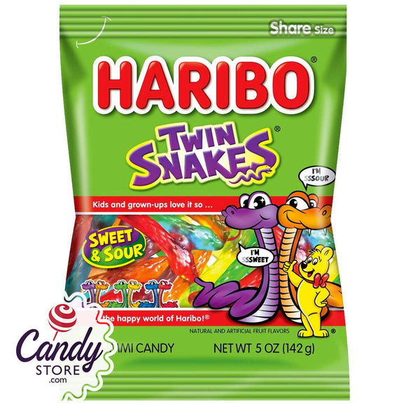 Haribo Twin Snakes Gummi Candy 5oz Bag - 12ct CandyStore.com