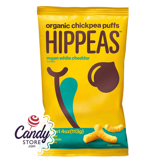 Hippeas Organic Vegan White Cheddar Chickpea Puffs 4oz Bags - 12ct CandyStore.com