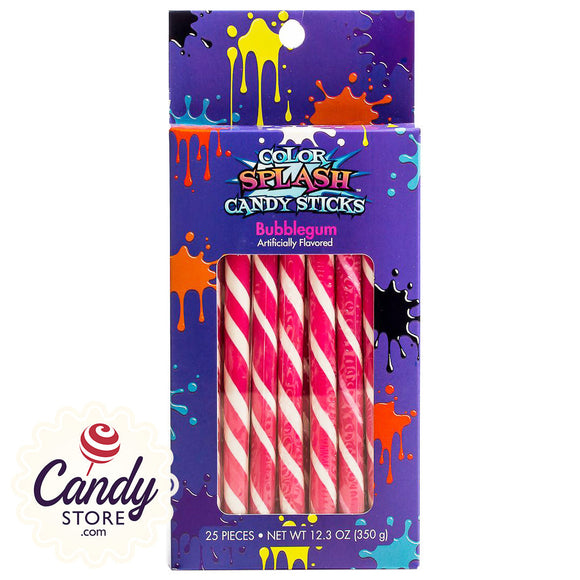 Hot Pink Bubblegum Candy Sticks Color Splash - 25ct CandyStore.com