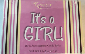 It's A Girl Candy Sticks Cigar Box - 24ct CandyStore.com