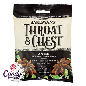 Jakemans Throat & Chest Anise Cough Drops 30 Pc 4oz Peg Bag - 12ct CandyStore.com