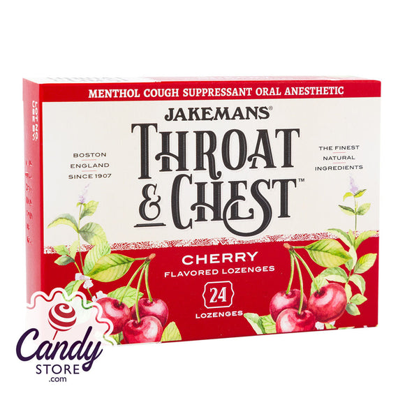 Jakemans Throat & Chest Cherry Cough Drops 24 Pc 3oz Box - 6ct CandyStore.com