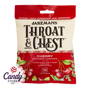 Jakemans Throat & Chest Cherry Cough Drops 30 Pc 4oz Peg Bag - 12ct CandyStore.com