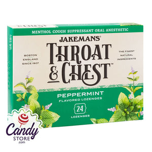 Jakemans Throat & Chest Peppermint Cough Drops 24 Pc 3oz Box - 6ct CandyStore.com
