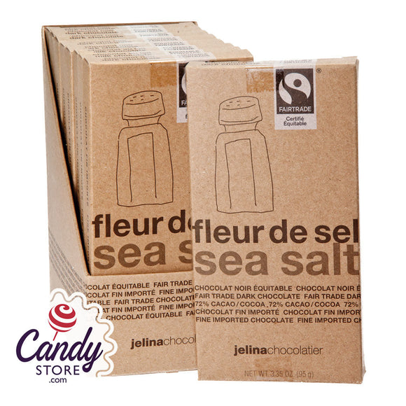 Jelina 72% Dark Chocolate Sea Salt 3.35oz Bar - 8ct CandyStore.com