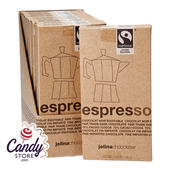 Jelina 72% Espresso Dark Chocolate 3.35oz Bar - 8ct CandyStore.com
