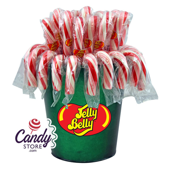 Jelly Belly Peppermint Candy Cane 2.3oz Bucket - 30ct CandyStore.com