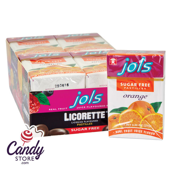 Jols Sugar Free Orange Licorette Pastille 0.88oz Box - 12ct CandyStore.com