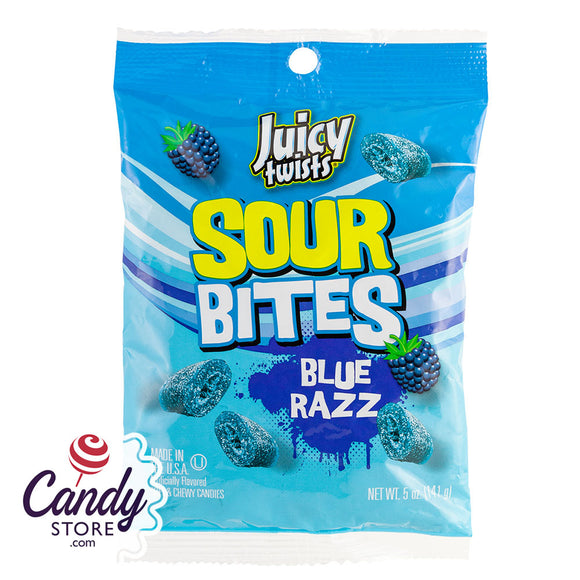 Kenny's Juicy Twists Sour Bites Blue Razz 5oz Peg Bag - 12ct CandyStore.com