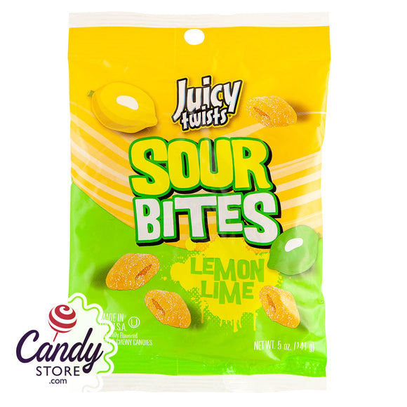Kenny's Juicy Twists Sour Bites Lemon Lime 5oz Peg Bag - 12ct CandyStore.com
