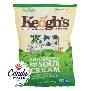 Keogh's Irish Potato Crisps Shamrock & Sour Cream 4.4oz Bags - 12ct CandyStore.com