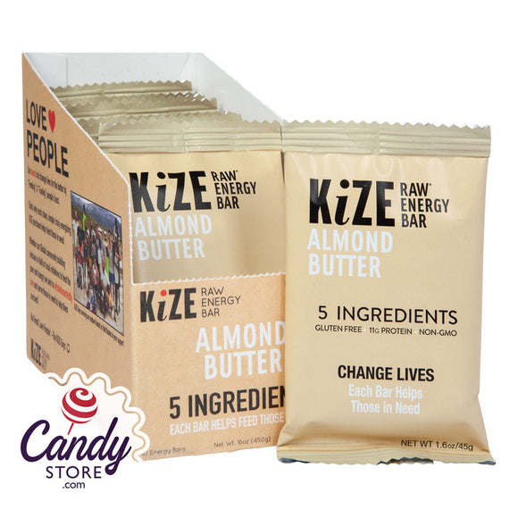 Kize Bar Almond Butter Raw Energy Bar 1.6oz - 10ct CandyStore.com