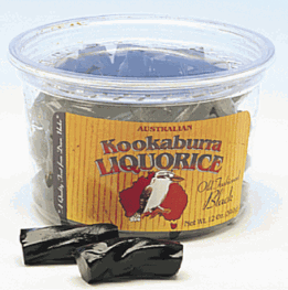 Kookaburra Cut Liquorice - Black & Red - 12oz. Tub CandyStore.com