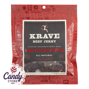 Krave Jerky Garlic Chili Pepper Beef 2.7oz Bag - 8ct CandyStore.com