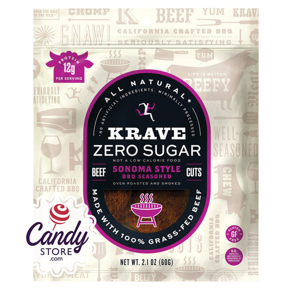 Krave Zero Sugar Sonoma Bbq Jerky 2oz Pouch - 8ct CandyStore.com