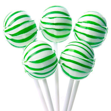 Large Green Striped Ball Lollipops - 100ct CandyStore.com