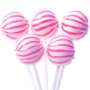 Large Pink Striped Ball Lollipops - 100ct CandyStore.com