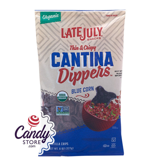 Late July Tortilla Chips Blue Corn Cantina Dippers 8oz Bags - 9ct CandyStore.com