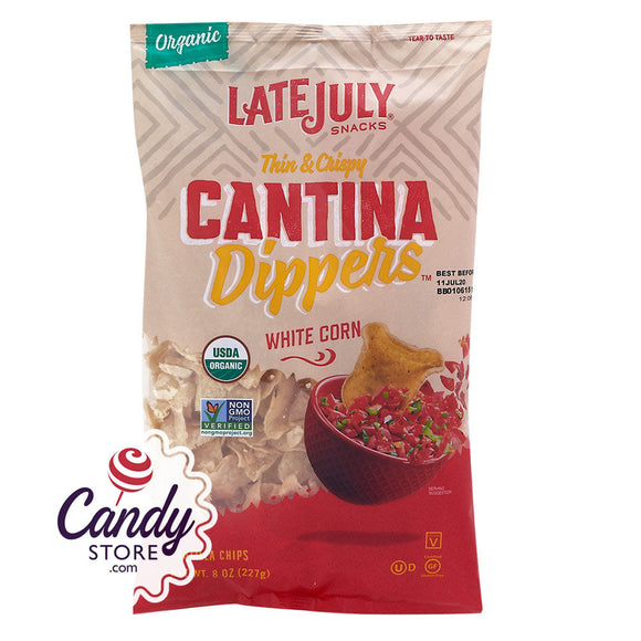 Late July Tortilla Chips White Corn Cantina Dippers 8oz Bags - 9ct CandyStore.com