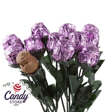 Lavender Milk Chocolate Foil Roses - 48ct CandyStore.com