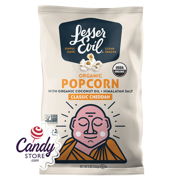 Lesser Evil Organic Classic Cheddah Popcorn 5oz Bags - 12ct CandyStore.com