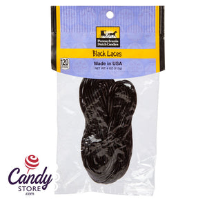 Licorice Laces Black 4oz - 12ct CandyStore.com