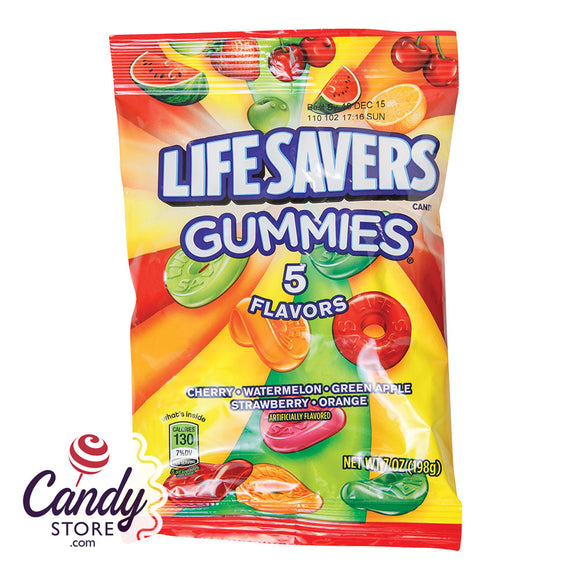 Lifesavers Gummies 5 Flavor 7oz Peg Bag - 12ct CandyStore.com