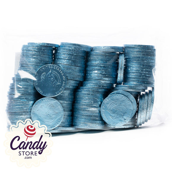 Light Blue Chocolate Coins - 1.5lb Bulk CandyStore.com