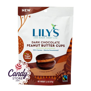 Lily's Dark Chocolate Peanut Butter Cups 3.2oz Pouch - 12ct CandyStore.com