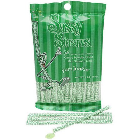 Lime Sassy Straws Powder Candy - 50-piece Bags - 12ct CandyStore.com