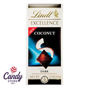 Lindt Excellence Dark Chocolate Coconut 3.5oz Bar - 12ct CandyStore.com