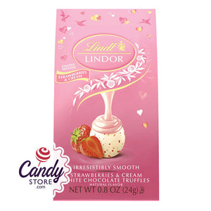 Lindt Lindor Strawberry & Cream Mini Bags 0.8oz Pouch - 24ct CandyStore.com