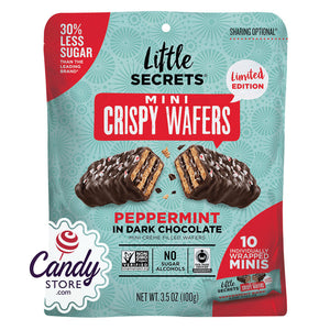 Little Secrets Peppermint Dark Chocolate Crispy Wafers 3.5oz Peg Bags - 6ct CandyStore.com
