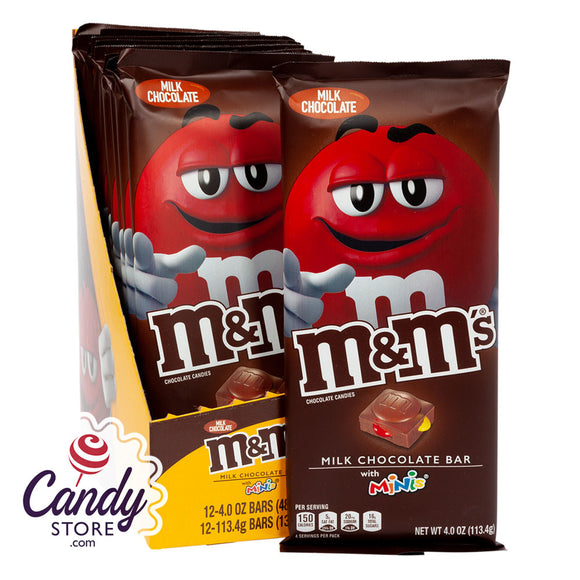 M&M's Milk Chocolate Bar With Minis 4oz Bar - 12ct CandyStore.com