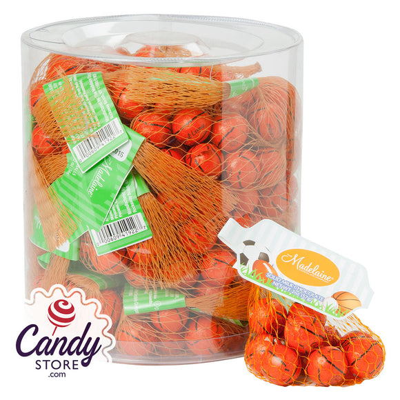 Madelaine Milk Chocolate Foiled Basketballs 2oz Mesh Bag - 24ct CandyStore.com