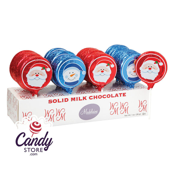 Madelaine Milk Chocolate Foiled Santa 1oz Lollipop - 144ct CandyStore.com