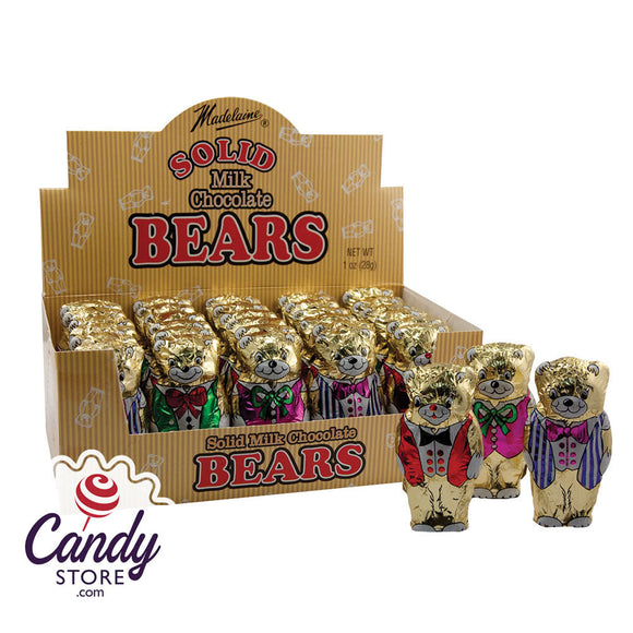 Madelaine Milk Chocolate Foiled Teddy Bear 1oz - 36ct CandyStore.com