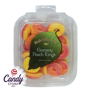 Maple Valley Farms Gummy Peach Rings 6.5oz Peg Tub - 6ct CandyStore.com