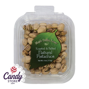 Maple Valley Farms Roasted And Salted Natural Pistachios 4oz Peg Tub - 6ct CandyStore.com